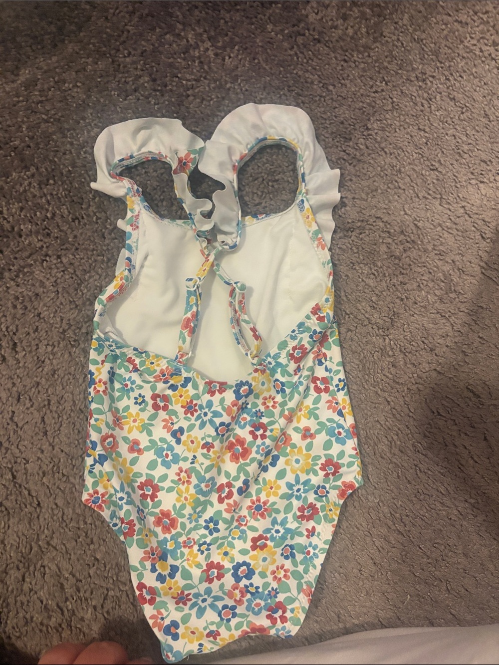 Zara White Floral One-Piece Swimsuit with Red, Blue and Yellow Flowers - Picture 3 of 3